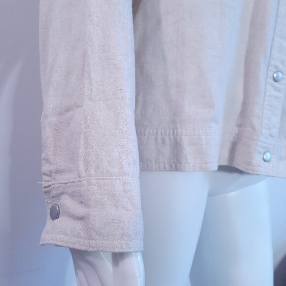 christopher & banks linen blend shirt jacket white l casual summer top large - Picture 3 of 6
